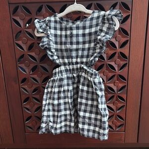 Tocoto Vintage Charming Black and White Checkered Kids Dress